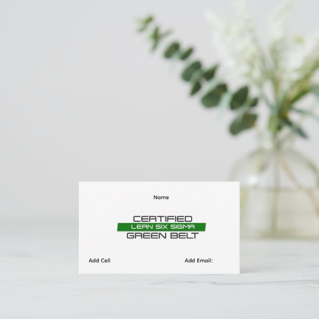 Customisable Lean Six Sigma Green Belt Business Card (Standing Front)