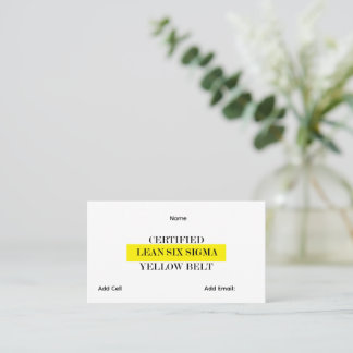 Customisable Lean Six Sigma Yellow Belt Business Card
