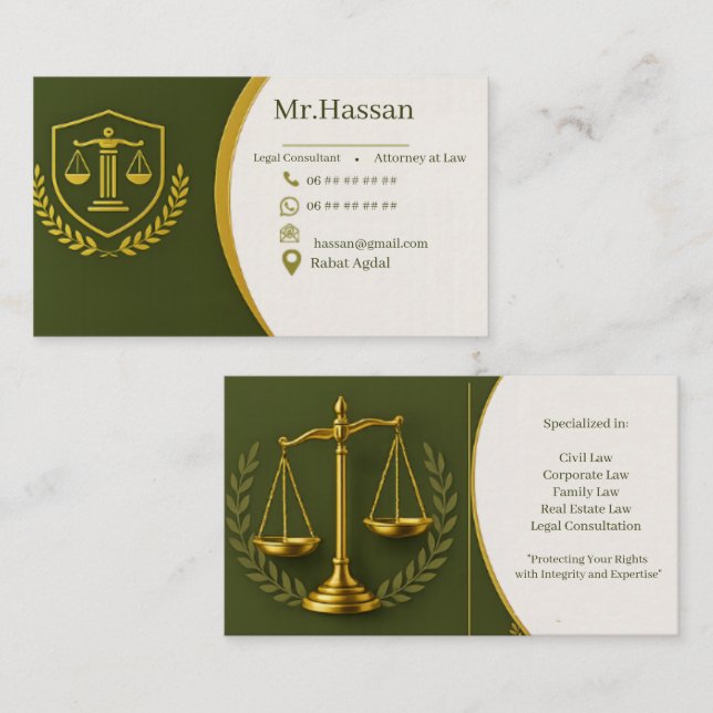 Customisable Legal Business Card   (Front/Back)
