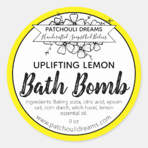 Customisable Lemon Bath Bomb Label Handmade