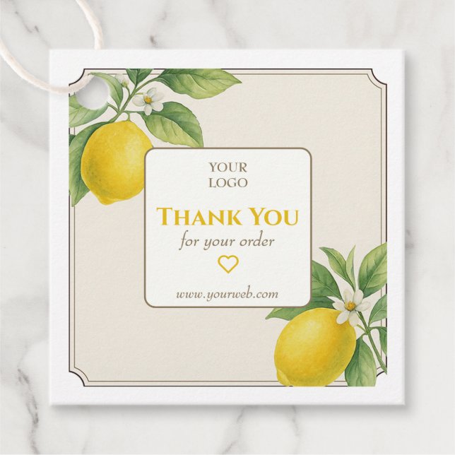 Customisable Lemon Business Thank You Tag (Front)