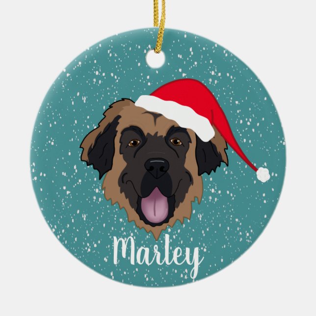 Customisable Leonberger  Ceramic Tree Decoration (Front)