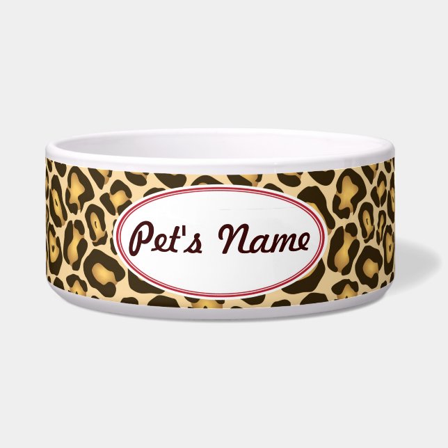 Customisable Leopard Print Dog Bowl (Front)