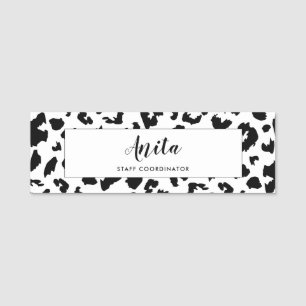 Customisable leopard print name tag