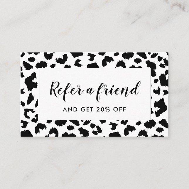Customisable leopard print referral card (Front)