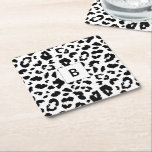 Customisable leopard print square paper coaster<br><div class="desc">A simple yet striking modern design with a leopard print pattern. Fully customisable: you can change the background and spots colours to create your own design.</div>