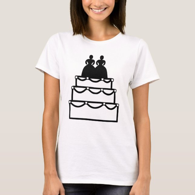 Customisable Lesbian Love Wedding Cake  T-Shirt (Front)