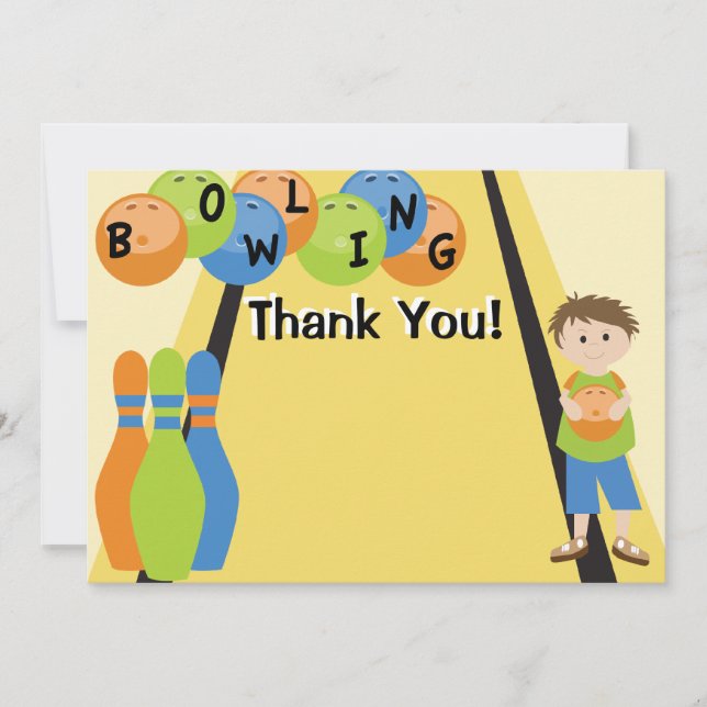 Customisable Let's Go Bowling Thank You Card (Front)