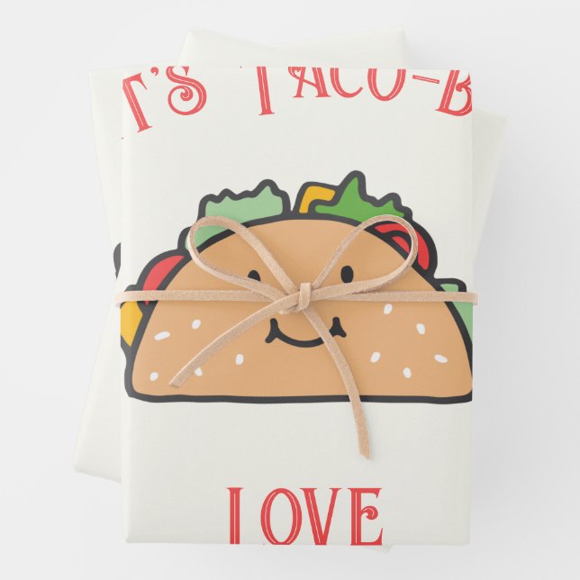 Customisable Let's Taco-bout Love Wrapping Paper Sheet (In situ)