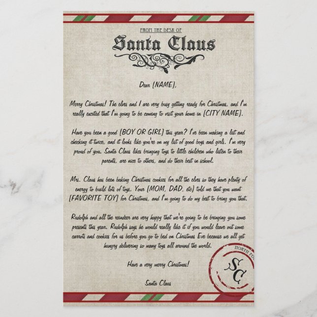 Customisable Letter From Santa (Front)