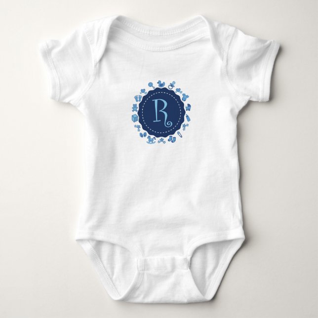 Customisable Letter "R" Baby Bodysuit (Front)