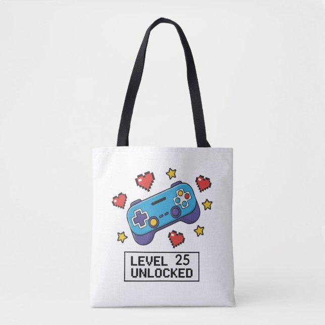 Customisable Level Unlocked Gamer Gift Tote Bag (Front)