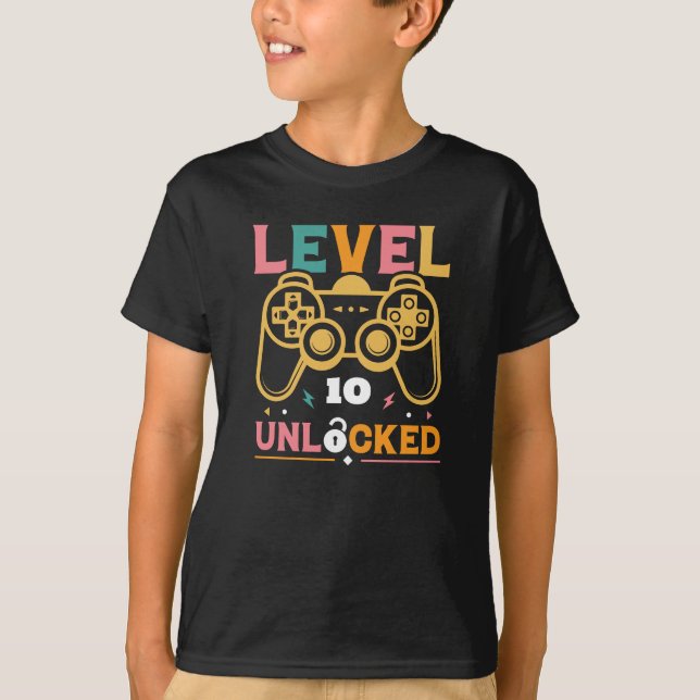 Customisable Level Up Gaming Birthday  T-Shirt (Front)