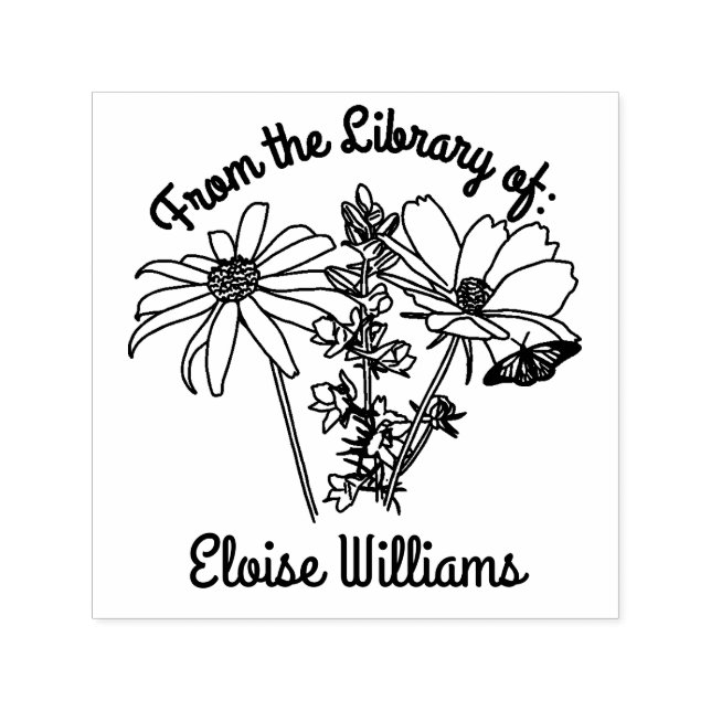 Customisable Library of Flowers Wood Art Stamp (Design)