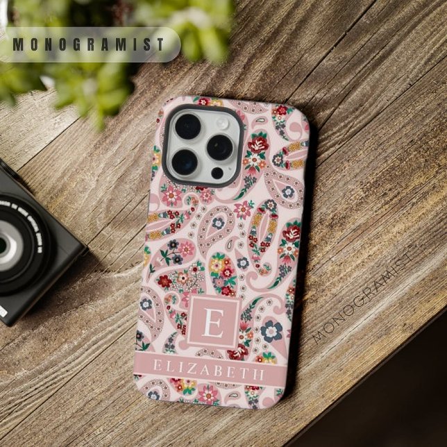 Customisable Light Dark Baby Pink Paisley Pattern iPhone Case (Customizable Light Dark Baby Pink Paisley Pattern iPhone Case)
