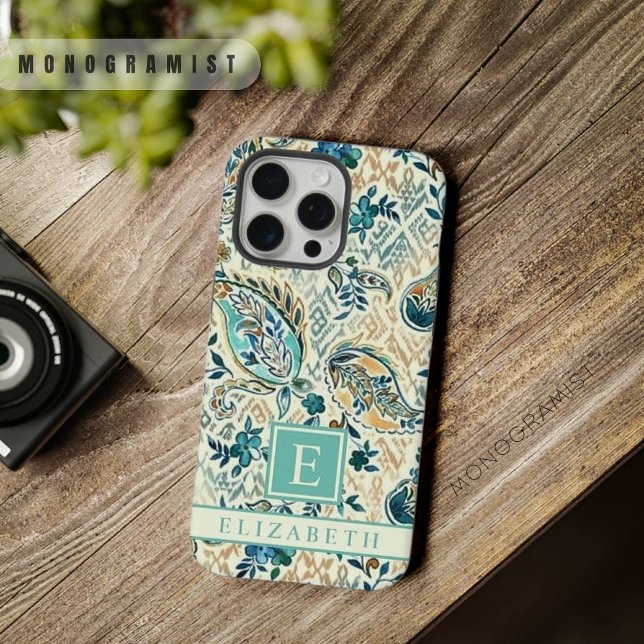 Customisable Light Dark Blue White Paisley Pattern iPhone Case (Customizable Light Dark Blue White Paisley Pattern iPhone Case)