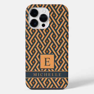 Customisable Light Dark Orange Grey Geometric  iPhone 14 Pro Max Case