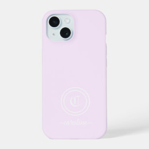 Customisable Light Purple Monogram & Name Phone Ca iPhone 15 Case