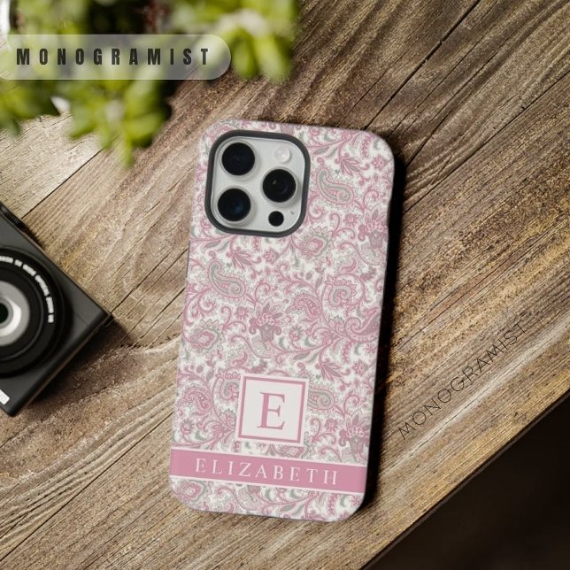 Customisable Light Soft Pastel Pink White Paisley  iPhone Case (Customizable Light Soft Pastel Pink White Paisley iPhone Case)