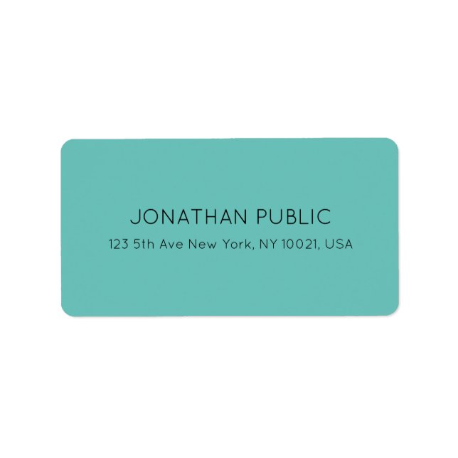 Customisable Light Teal Blue Green Elegant Address Label (Front)