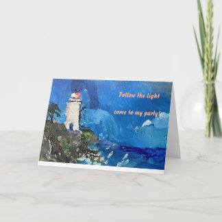 Customisable Lighthouse by the Ocean  Invitation