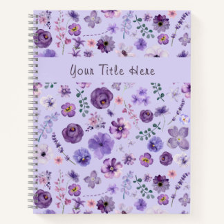Customisable Lilac Floral Pattern Botanical Notebook