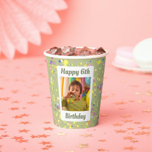 Customisable Lime Cream Green Birthday Confetti Paper Cups