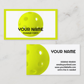 Customisable lime green realistic pickleball  business card