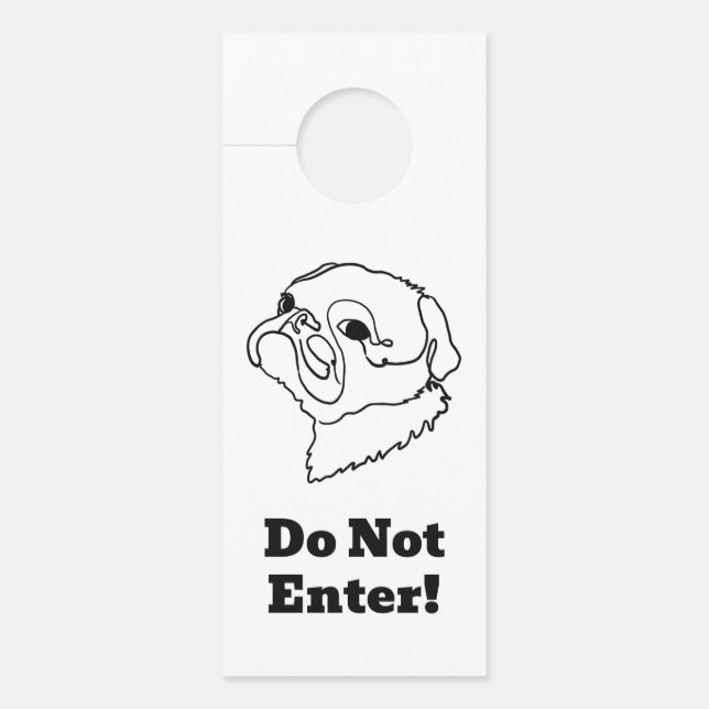 Customisable Line art Pug Door Hanger (Front)