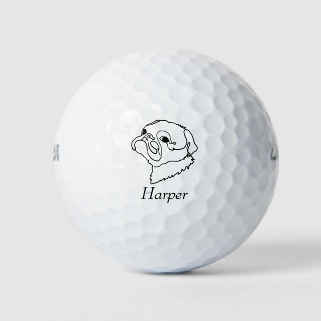 Customisable Line art Pug Golf Balls (Front)