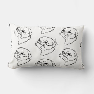 Customisable Line art Pug Lumbar Cushion