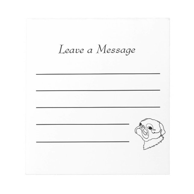 Customisable Line art Pug Notepad (Front)