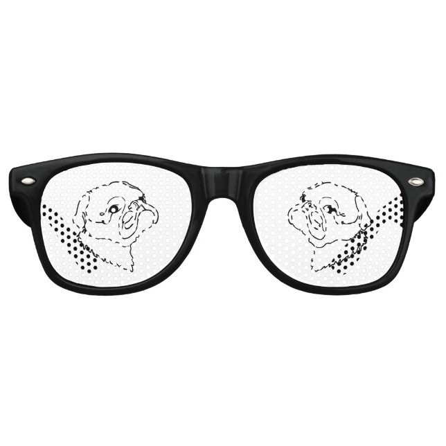 Customisable Line art Pug Retro Sunglasses (Front)