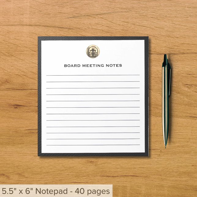 Customisable Lined Notepad with Logo (Black and brushed gold logo business event essentials, customizable for any industry)