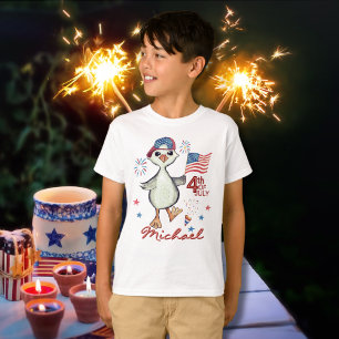 Customisable Little Boy Silly Goose 4th of July  T-Shirt