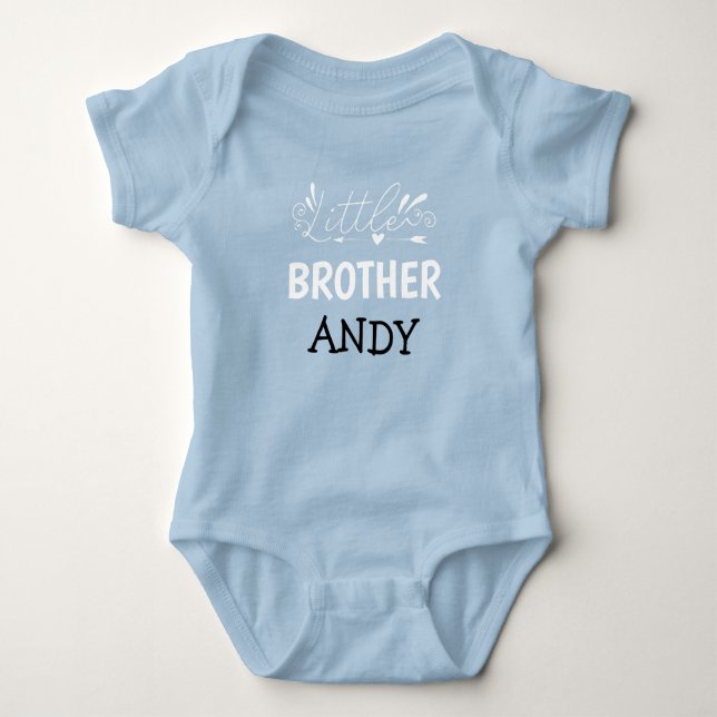 Customisable Little Brother Baby Name infant boy Bodysuit (Front)