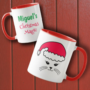 Customisable Little Cat Santa  Mug