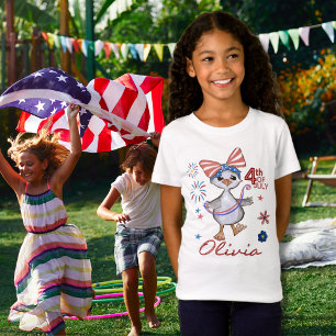 Customisable Little Girl Silly Goose 4th of July  T-Shirt