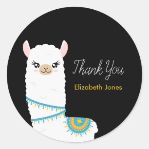 Customisable Llama Thank You Classic Round Sticker