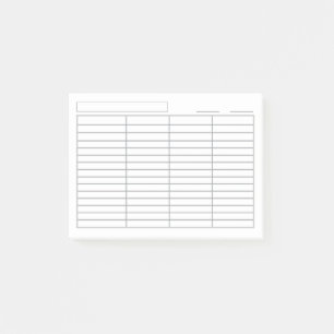 Customisable Log 4 Column Multipurpose Record Log  Post-it Notes