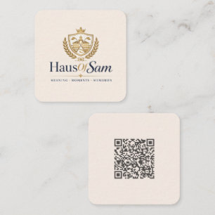Customisable Logo And QR code Soft Warm Ivory Calling Card