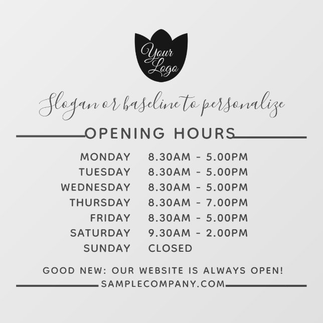  Customisable Logo And Text Business Opening Hours (Sheet)