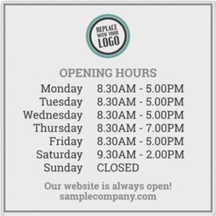 Customisable Logo And Text Business Opening Hours