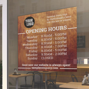 Customisable Logo And Text Business Opening Hours