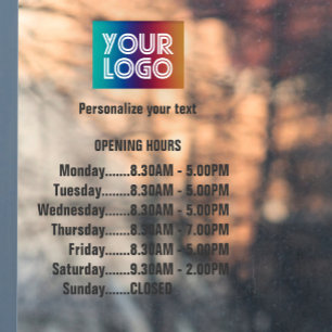 Customisable Logo And Text Business Opening Hours
