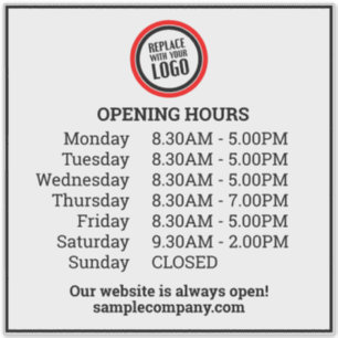 Customisable Logo And Text Business Opening Hours