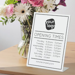 Customisable Logo And Text Business Opening Hours Pedestal Sign