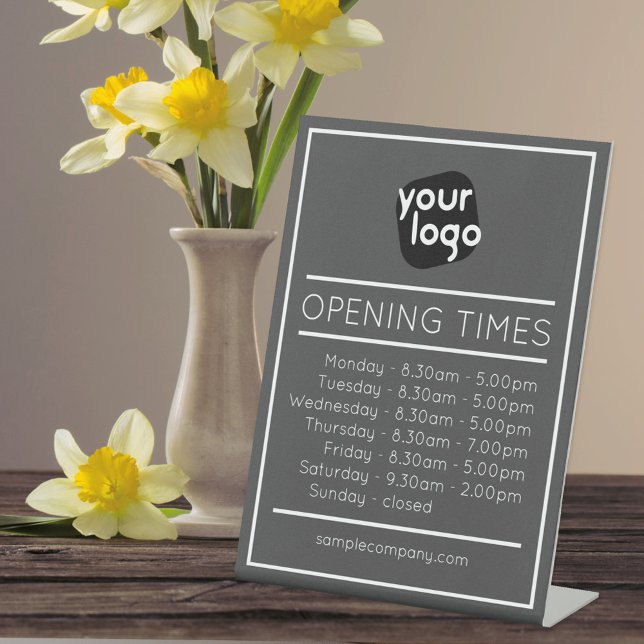 Customisable Logo And Text Business Opening Hours  Pedestal Sign (Creator Uploaded)
