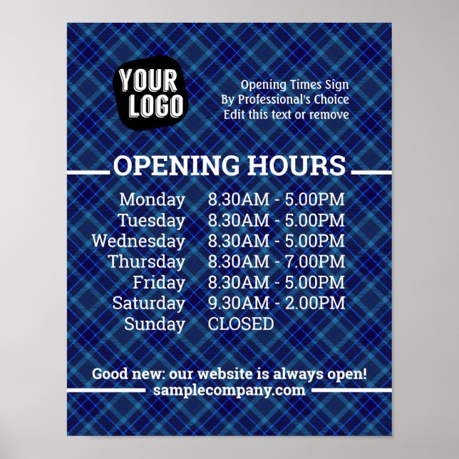 Customisable Logo And Text Business Opening Hours  Poster (Front)