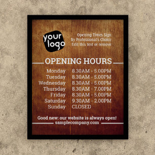 Customisable Logo And Text Business Opening Hours Poster